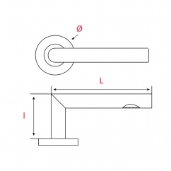 2 Poignées de porte RISTRETTA sur rosace Satiné mat - Inox