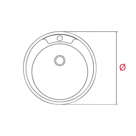 Évier inox 1 bac rond Ø.480mm À encastrer