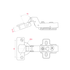 2 Charnières invisibles d'angle tourillon ouverture 45°
