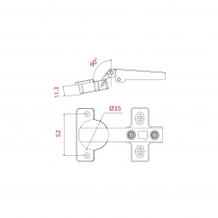 Charnière invisible d'angle amortie À clipser Rentrant ouverture 90°