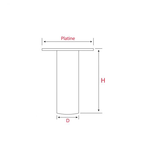 Pied de meuble cylindrique Chrome Diam.30mm - Acier