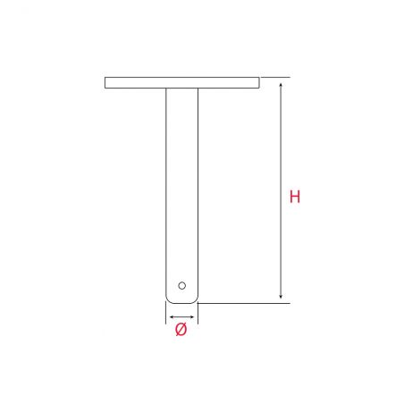 Pied de meuble tube Chrome H.190mm Diam.25mm - Acier