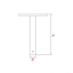 Pied de meuble tube Chrome H.190mm Diam.25mm - Acier