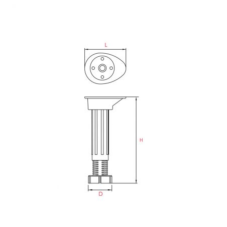 4 pieds de cuisine réglables Blanc H.100-170mm - Plastique