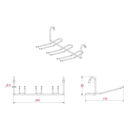 Porte-verres suspendu à poser Chrome L.245mm