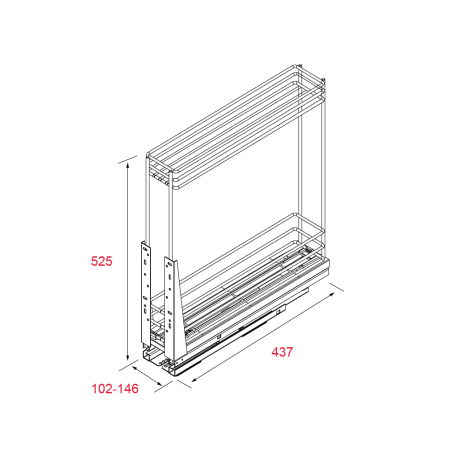 Porte-bouteille coulissant amorti Meuble 150 ou 200mm - Acier
