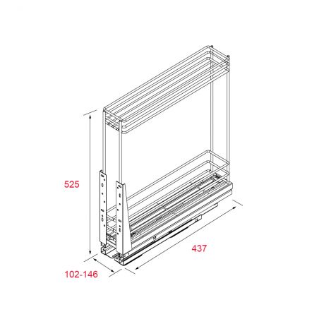 Porte bouteille coulissant amorti Meuble 150 ou 200mm - Acier