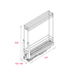 Porte-bouteille coulissant amorti Meuble 150 ou 200mm - Acier