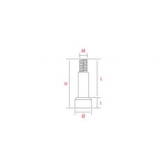 16 Vérins de réglage Blanc avec insert M6x25mm pour meuble À visser