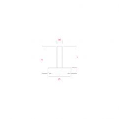 Vérin réglable Téflon M6 Diam.22mm À visser