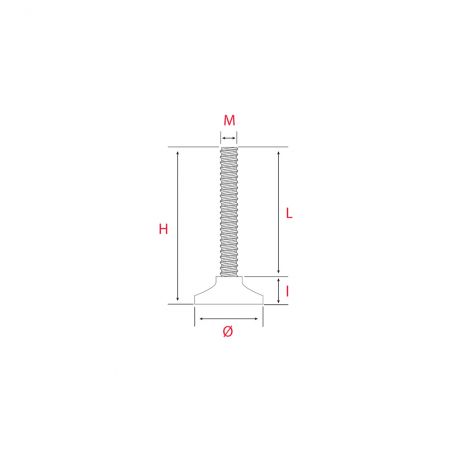 Vérin de réglage M10 Noir À visser H.100mm