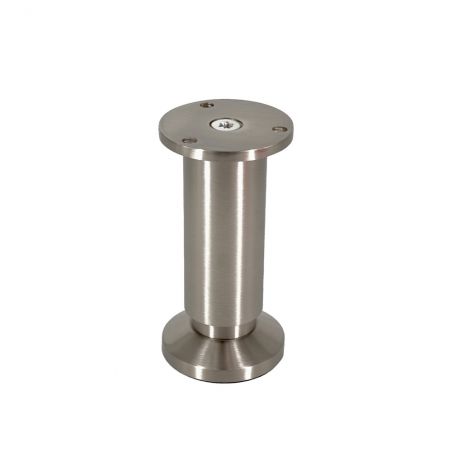 Pied de meuble rond H.120-140mm Diam.38mm Nickel brossé - Aluminium