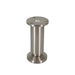 Pied de meuble rond H.120-140mm Diam.38mm Nickel brossé - Aluminium