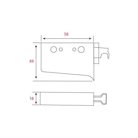 Fixation murale pour meuble haut L.58mm - Plastique