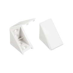 Taquets équerre Blanc avec cache rabattable L.24mm Plastique