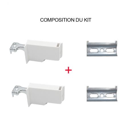 Kit de fixations murales pour meuble haut L.63mm - Plastique