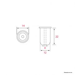 Écrou à sertir en aveugle M4x22mm - Acier zingué