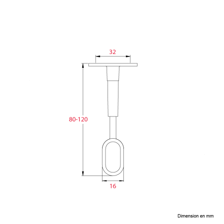 Support de penderie central réglable pour barre 30x15 - Chrome - Zamak