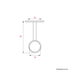 Support de penderie central cylindrique Diam.20mm Chrome