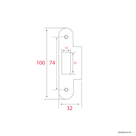 Gâche plate Laqué Blanc pour serrure H.100mm - Acier