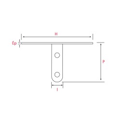 Équerre en T coudée à bouts ronds 80x40x1.5mm - Acier zingué