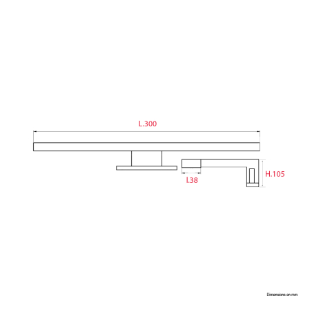 Applique Led pour Miroir de Salle de bain IP44 - 6W - Chrome - L.300mm