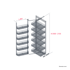 Colonne coulissante H.1850-2150mm Meuble 600mm - Acier
