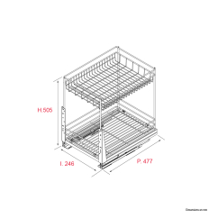 Rangement coulissant P.477mm Meuble 300mm - Acier