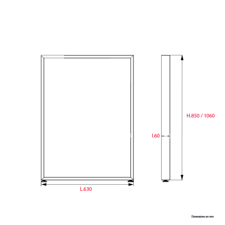 Pied Cadre Noir mat pour meuble - Acier