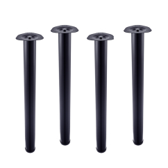 4 Pieds de table ronds Noir mat - H.830mm Diam.60mm - Acier