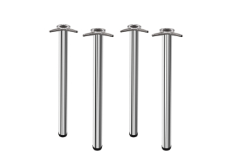 4 Pieds de table ronds Chrome - H.710mm Diam.60mm - Acier