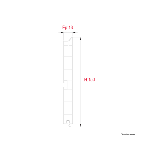 Plinthe de cuisine Aluminium H.150mm - L.2.5m - PVC