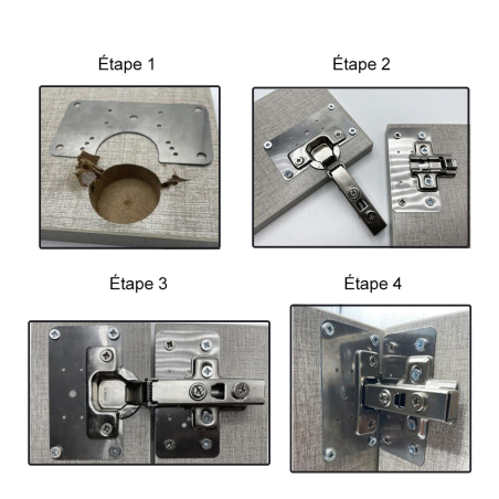 Plaques de réparation charnière de meuble - Acier inoxydable