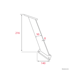 Support snack incliné Noir mat H.216mm - À visser - Aluminium