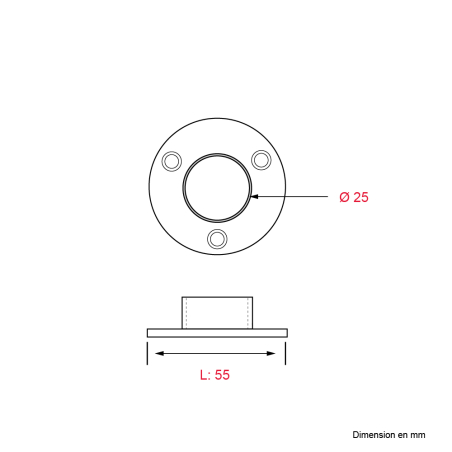 2 Supports d'extrémité Noir mat Diam.25mm pour barre de penderie - Acier