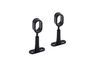 2 Supports centraux Noir mat réglables pour barre de penderie 30x15