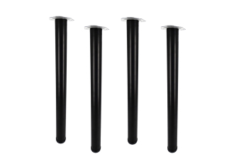 4 Pieds de table cylindriques réglables Noir mat H.700-730mm