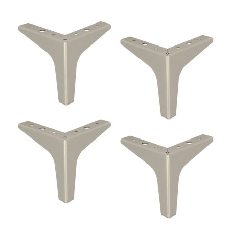 4 Pieds triangles d'angle pour meuble H.130mm - Acier brossé