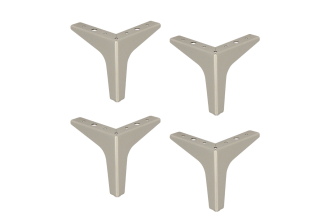 4 Pieds triangles d'angle pour meuble H.130mm - Acier brossé