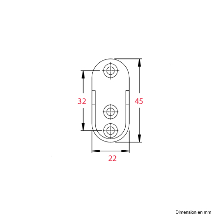 2 Supports d'extrémité Noir mat pour barre de penderie Ovale 30x15