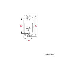 2 Supports d'extrémité Noir mat pour barre de penderie Ovale 30x15