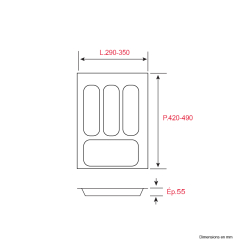 Range-couverts pour tiroir 40 cm - Recoupable - L.35 x P.49cm