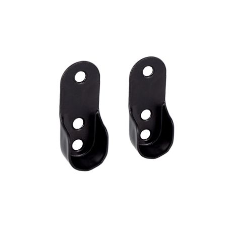 2 Supports d'extrémité Noir mat pour barre de penderie Ovale 30x15