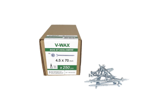 250 Vis à bois tête fraisée TORX Type 17 Cut 4.5x70mm - Acier blanc