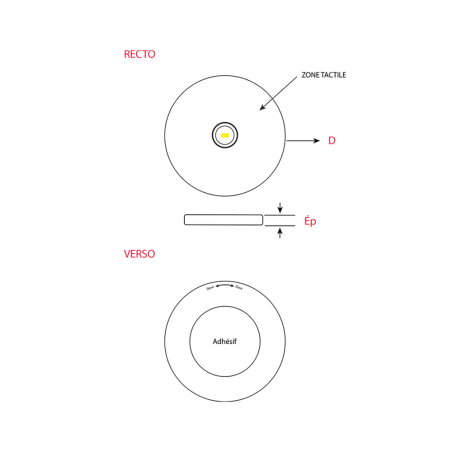 Lampe LED Tactile Sans fil Ronde Diam.88mm pour Dressing À coller ABS