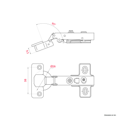 Mini charnière invisible À visser Diam.26mm ouverture 95°