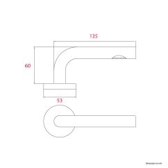 2 Poignées de porte DOLCIA Satiné mat sur rosace ronde - Inox 304