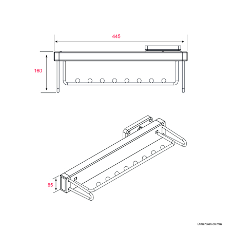 Porte-cintres coulissant Marron - P.445mm - Acier