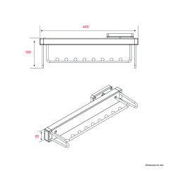 Porte-cintres coulissant Marron - P.445mm - Acier
