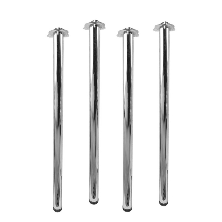 4 Pieds de table réglables H.1100mm Diam.60mm Chrome - Acier
